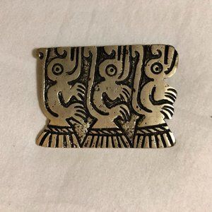 Vintage Etched Brooch